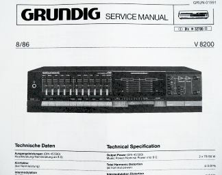 V8200 Service Manual für GRUNDIG Verstärker