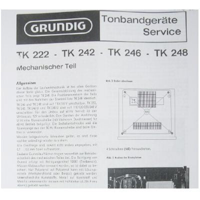 TK222 - TK248 Service Manual für Tonbandgeräte von GRUNDIG