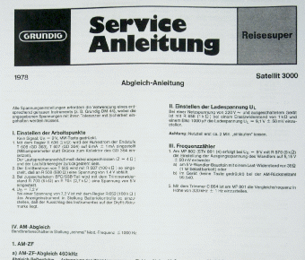 Satellit3000 Service Manual für Weltempfänger von GRUNDIG