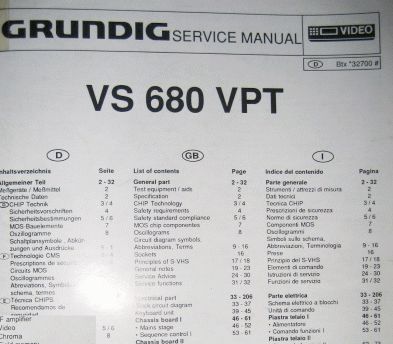 VS680 VPT Service Manual für Hifi Videorecorder von GRUNDIG