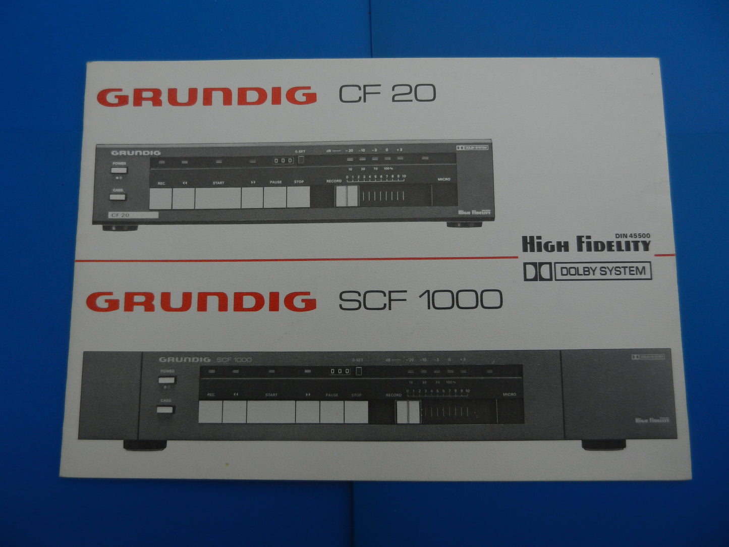 CF20 / SCF1000 Bedienungsanleitung für GRUNDIG Hifi Cassettendeck