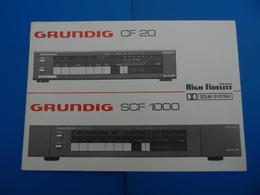 CF20 / SCF1000 Bedienungsanleitung für GRUNDIG Hifi Cassettendeck
