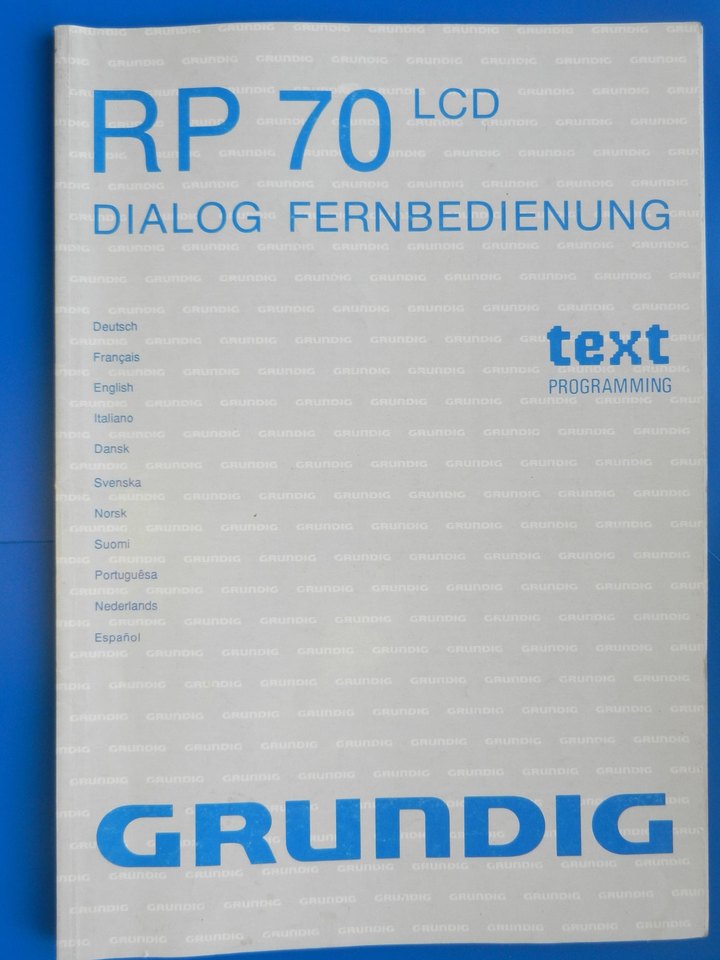 RP70 LCD Bedienungsanleitung für VHS Videorekorder Fernbedienung von GRUNDIG