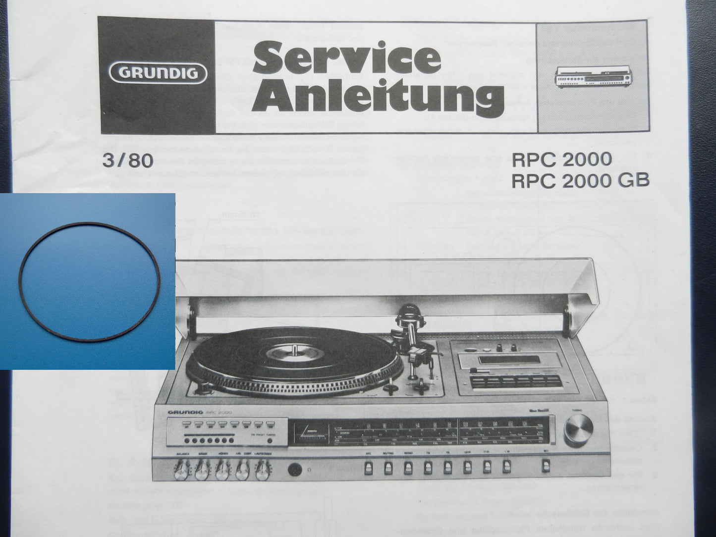 RPC2000 Studio Hifi Antriebsriemen für GRUNDIG