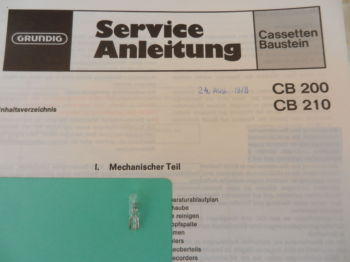 CB200 CB210 Lämpchen für Tape GRUNDIG