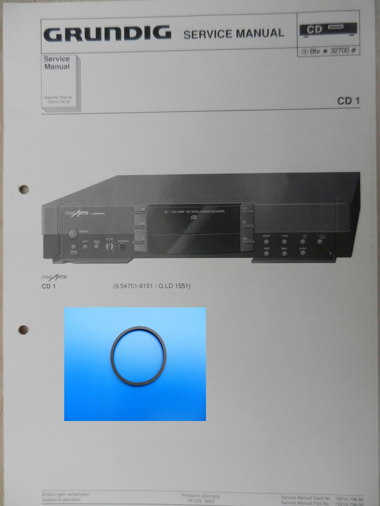 CD1 CD2 CD3 Schublade Rriemen GRUNDIG