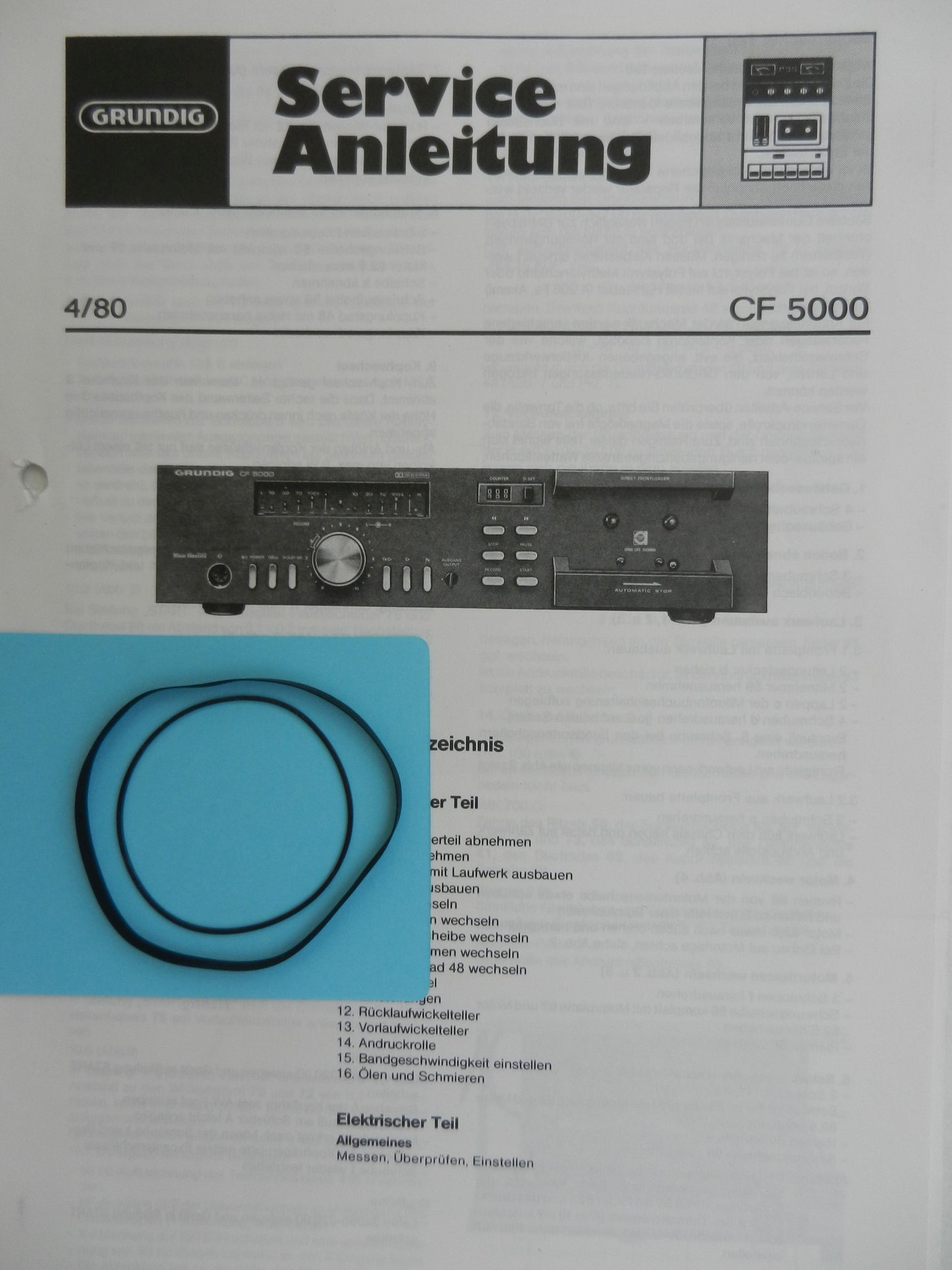 CF5000 / CF5000-2 Riemen SET für Hifi Cassettendeck von GRUNDIG