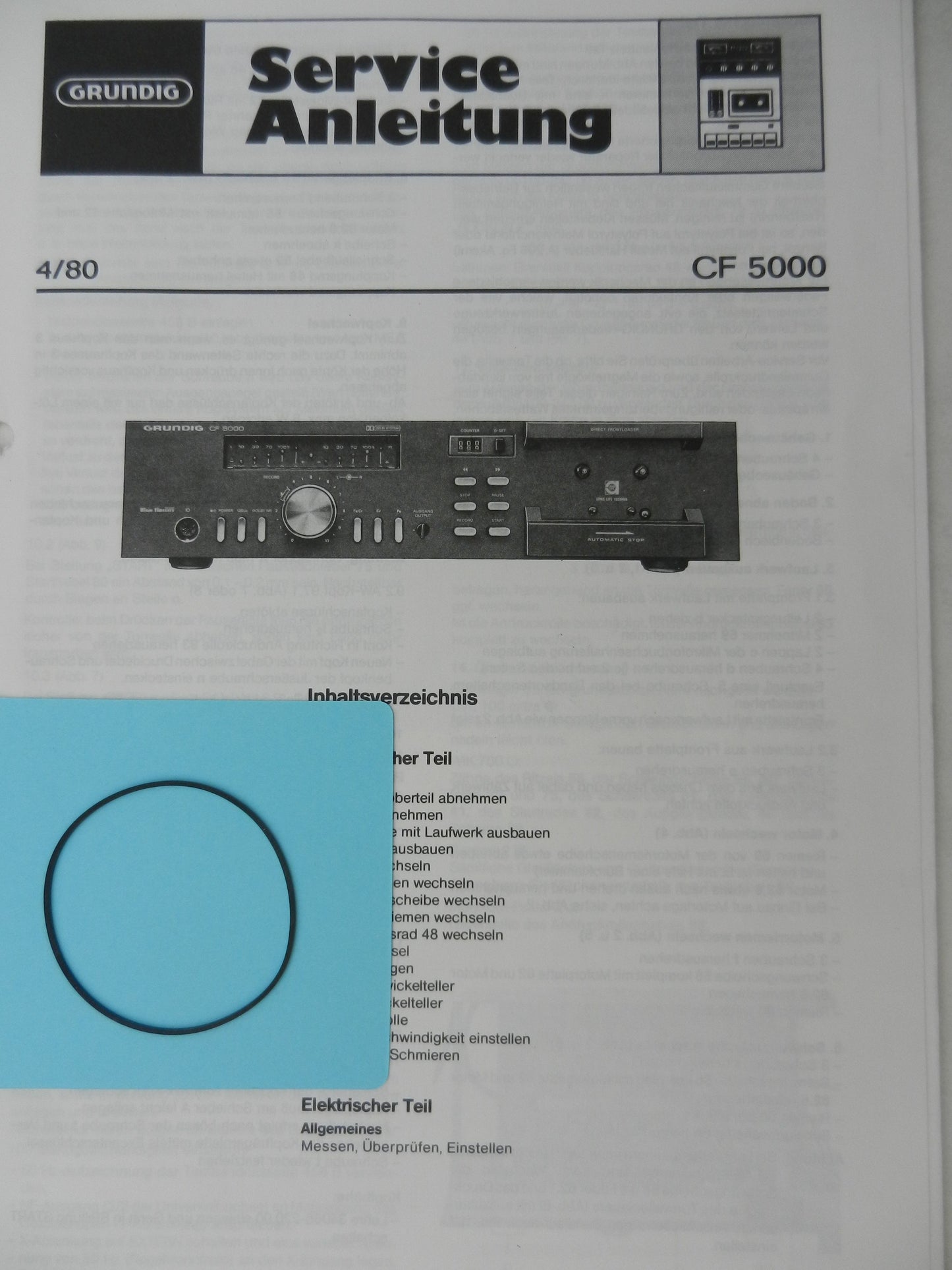 CF5000 CF5000-2 Zählwerk Riemen für Hifi Cassettendeck von GRUNDIG
