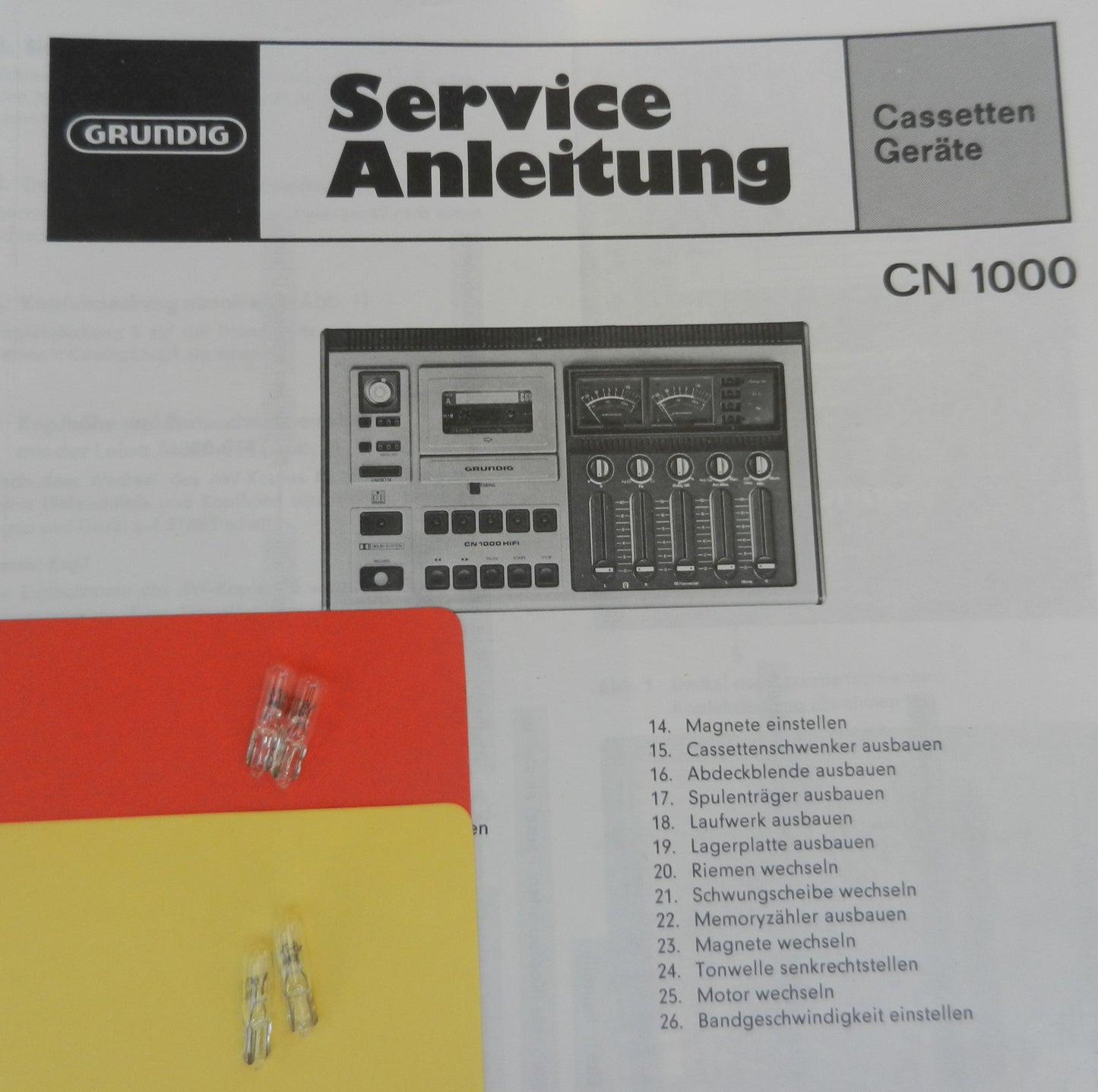 CN1000 CN 1000 Lämpchen SET für Hifi Cassettendeck von GRUNDIG