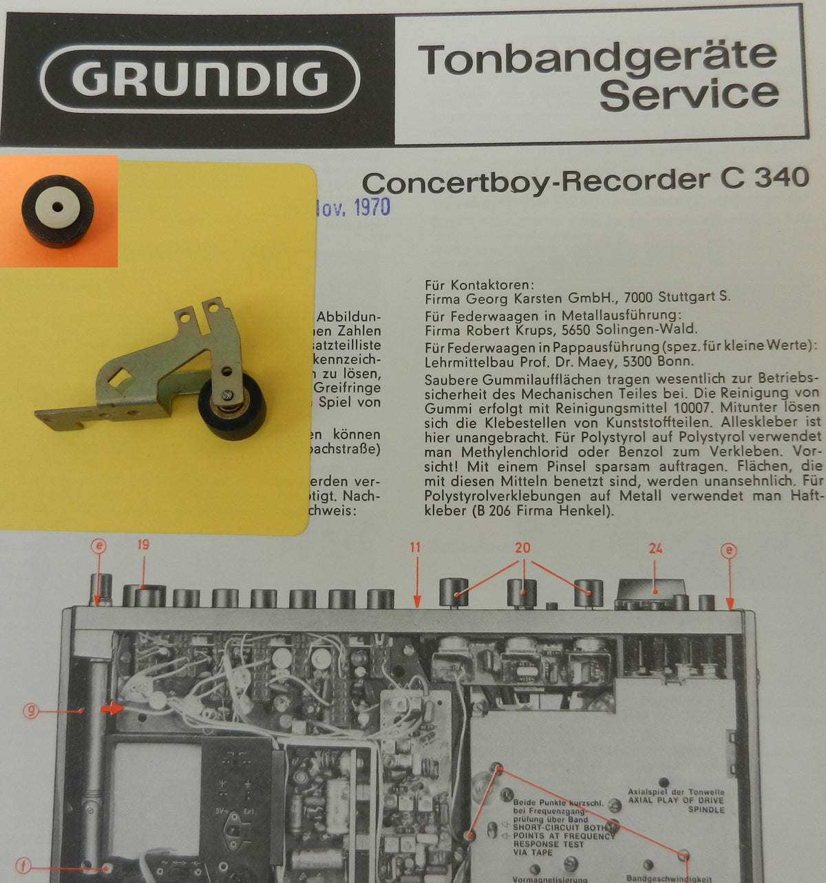 Tonrolle für C340 C 340 Concertboy Recorder von GRUNDIG