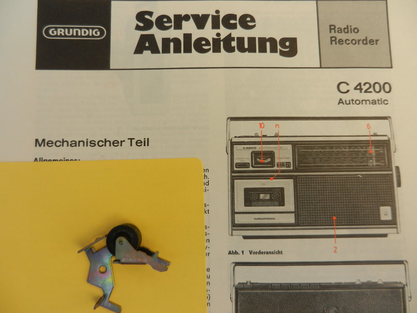 C4200 Tonrollenhebel für den Radiorecorder von GRUNDIG