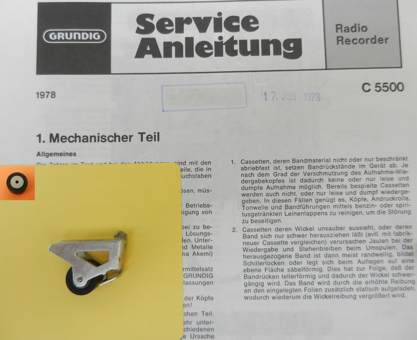 Tonrolle für C5500 C 5500 Automatik von GRUNDIG
