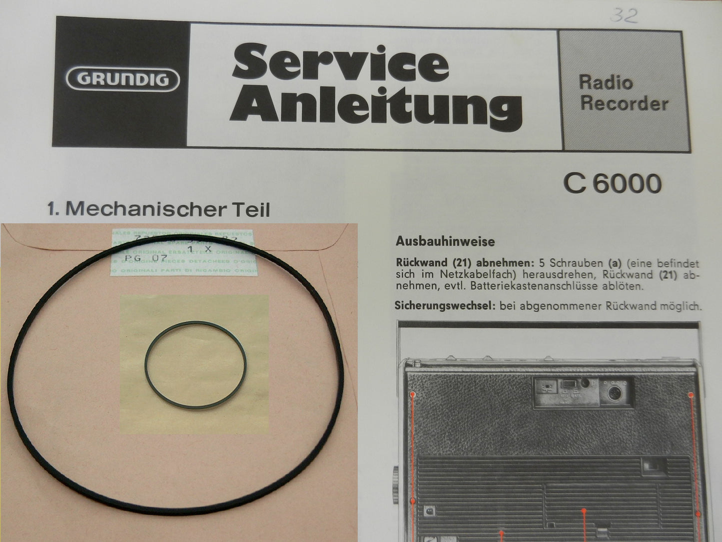 C6000 C6200 Capstan Riemen SET Radiorecorder GRUNDIG