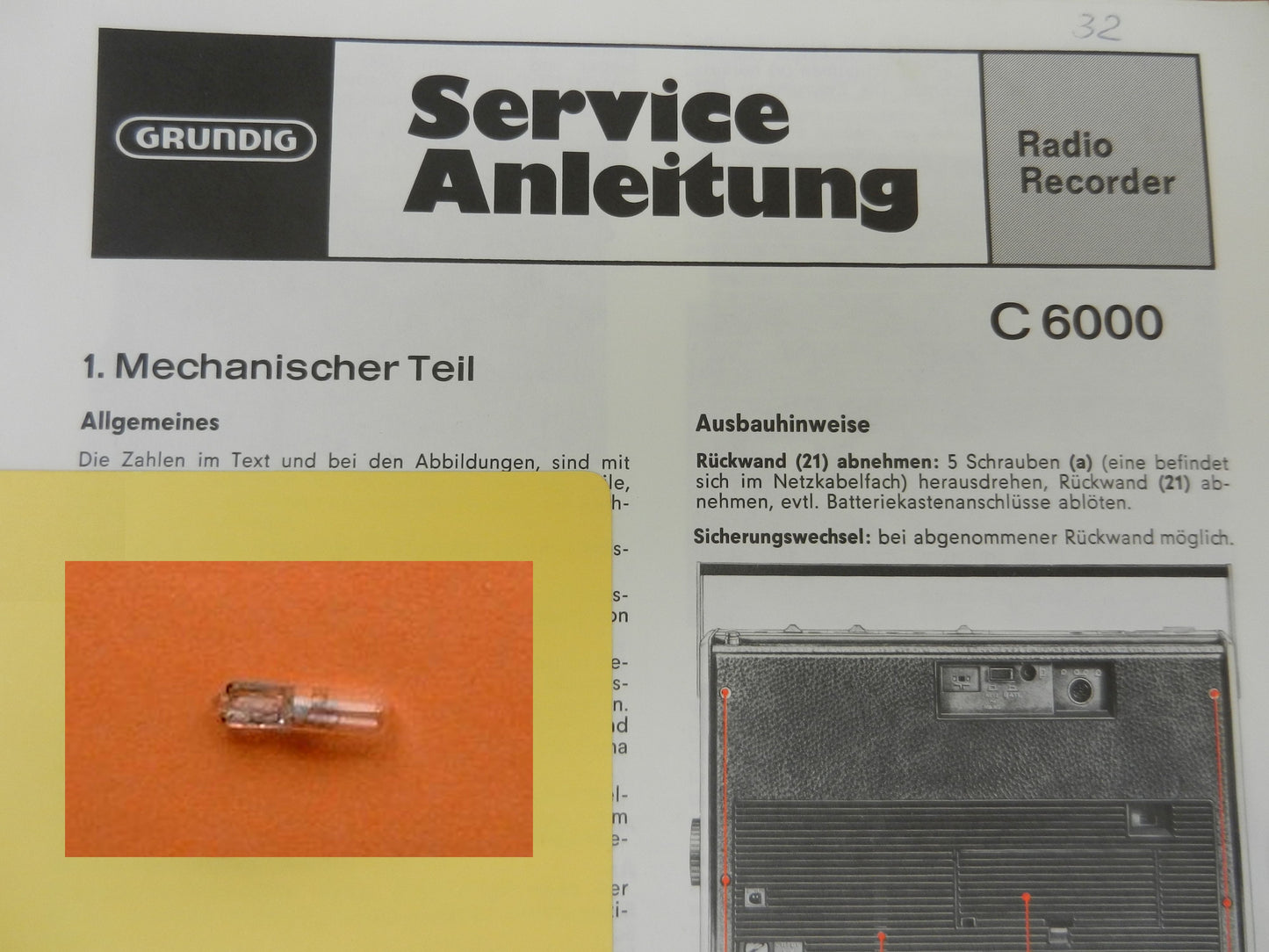 C6000 Lämpchen für Radiorecorder GRUNDIG