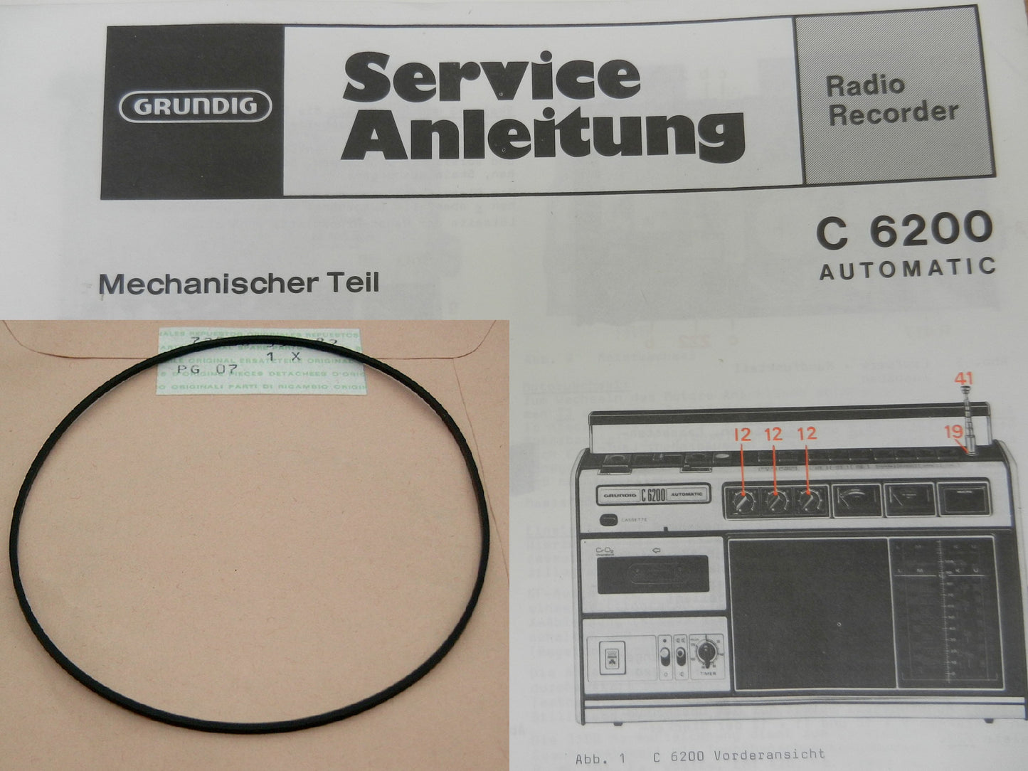C6000 C6200 Automatic Capstan Riemen GRUNDIG