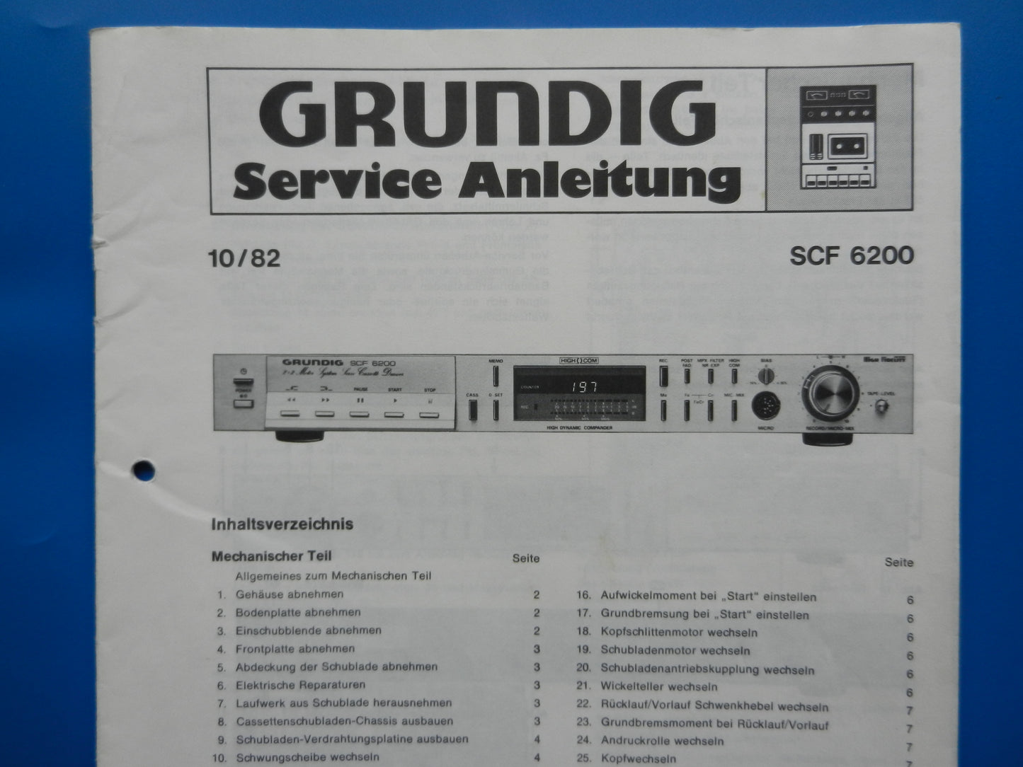 SCF6200 Service Manual Original GRUNDIG Hifi Cassettendeck