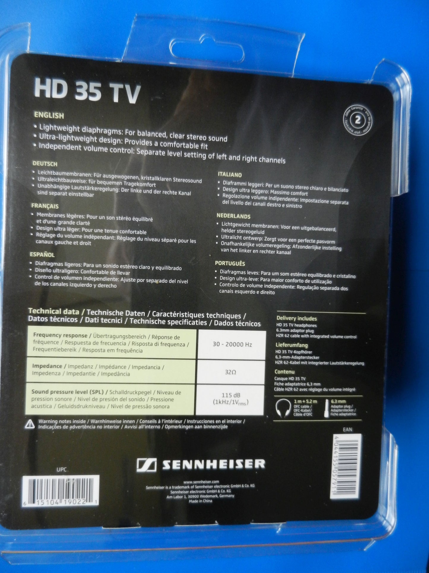 HD35TV MP3 Kopfhörer Original Sennheiser NEU mit 3m Verlängerungskabel , ohne Lautstärkeregler.