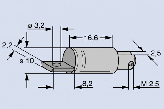 Antennen Fuß 10mm D 16,8mm Stablänge / Antennenstabhalterung 625 für Teleskopantennen Radiorecorder und Weltempfänger von GRUNDIG