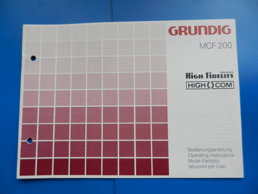 MCF200 Hifi Bedienungsanleitung für Cassetten Frontlader von GRUNDIG