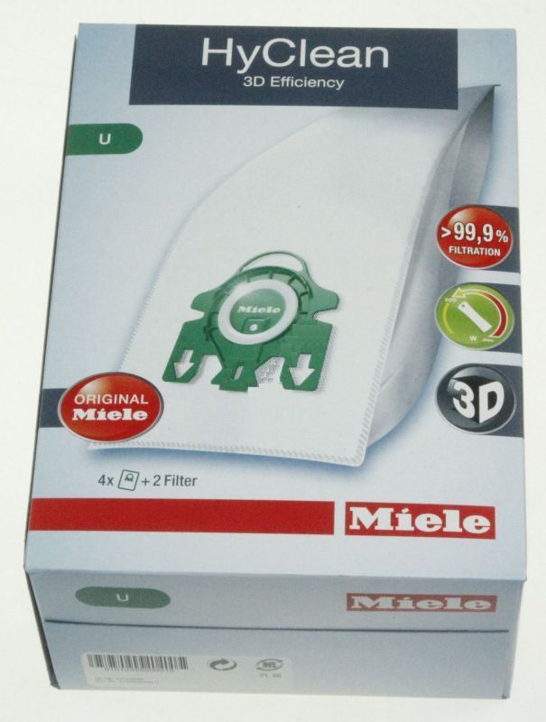 Staubsaugerbeutel für Miele Typ U , HyClean 3D 4 Beutel + 2 Filter