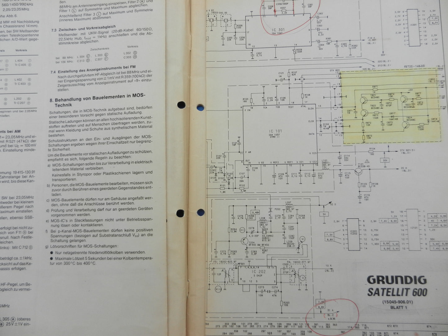 Satellit 600 Original Entwicklungs - Service Manual für GRUNDIG Weltempfänger