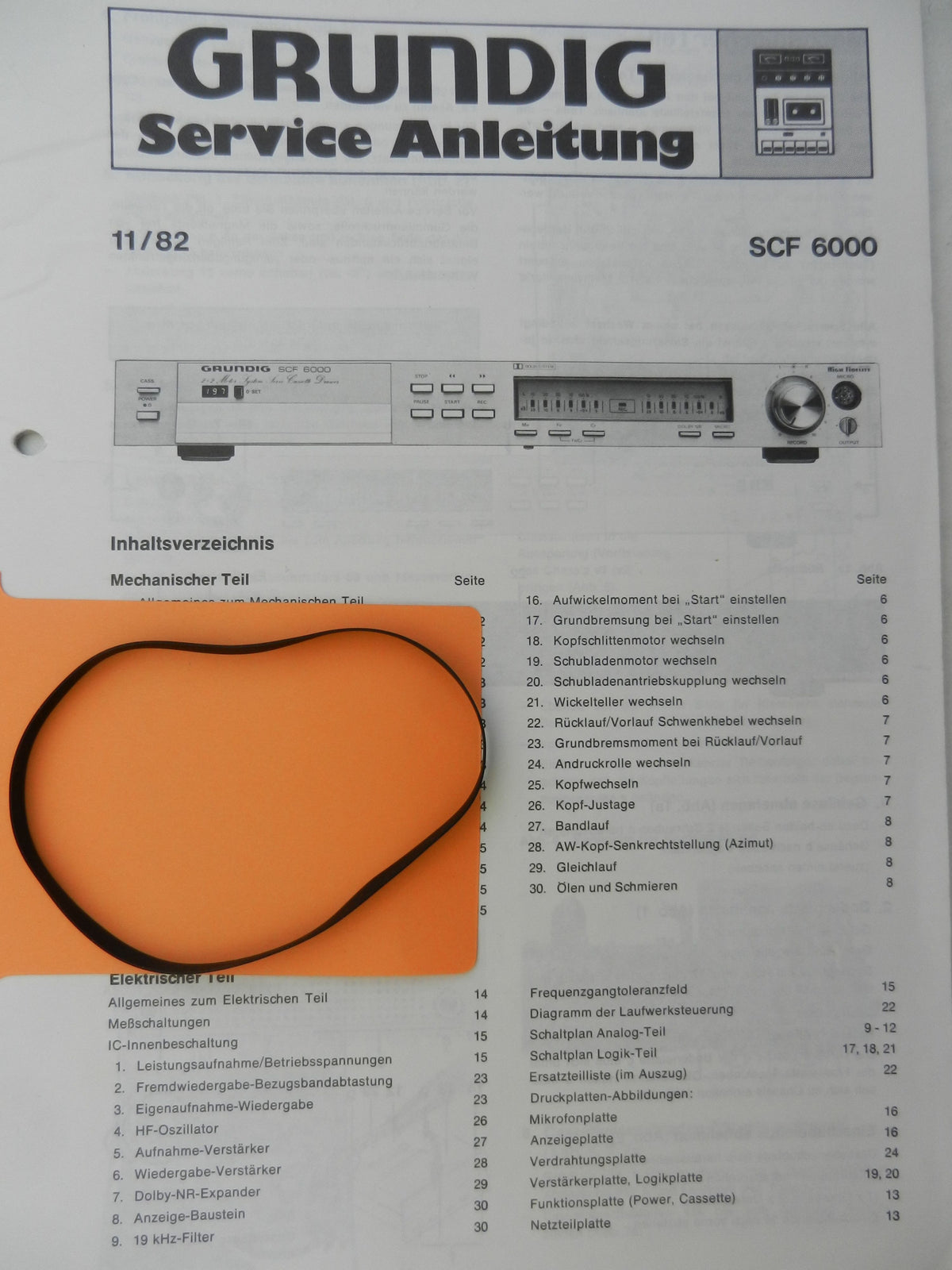 SCF6000 SCF 6000 Capstan Riemen für GRUNDIG Hifi Cassettendeck