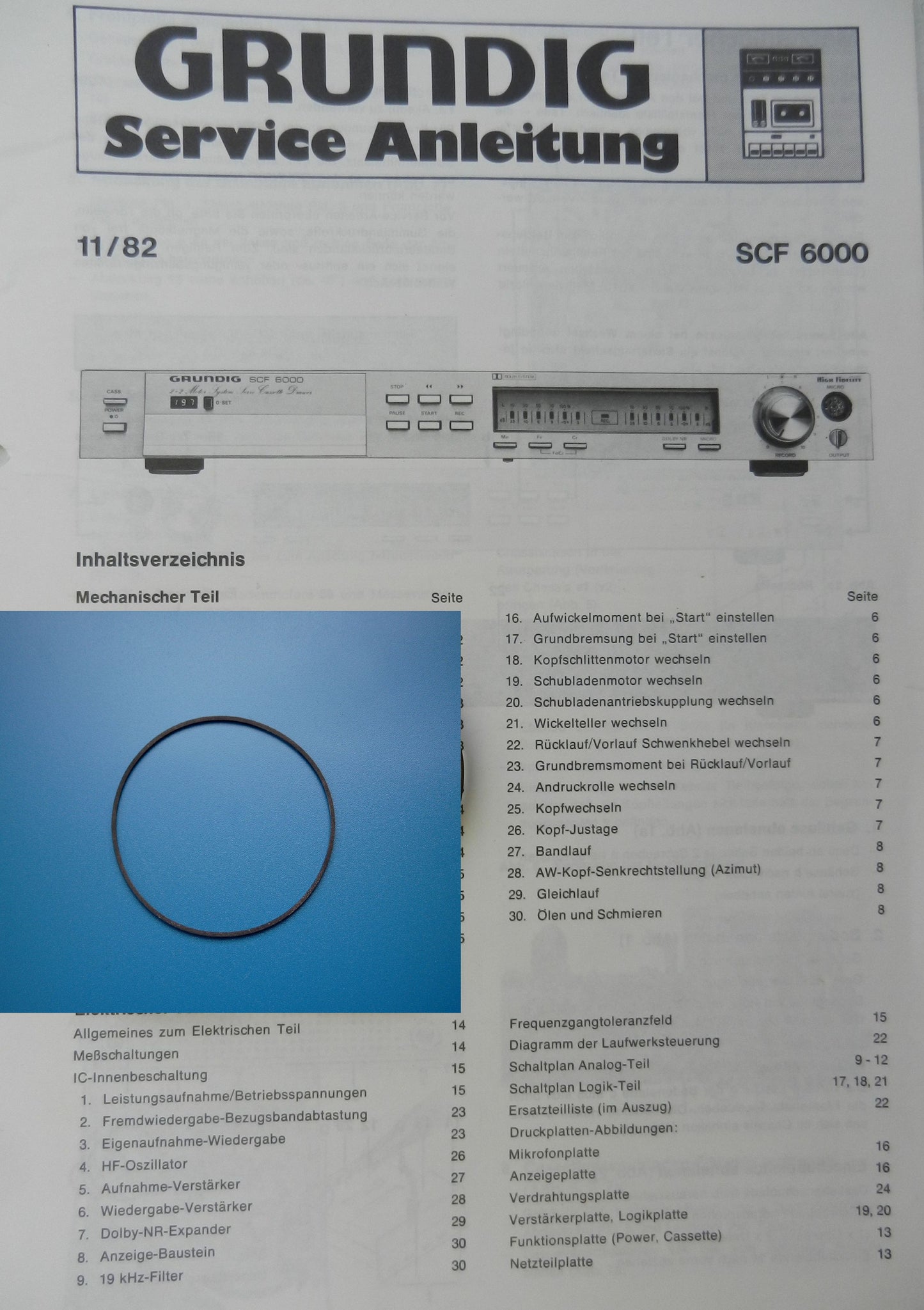 SCF6000 SCF6100 Zählwerk Riemen GRUNDIG