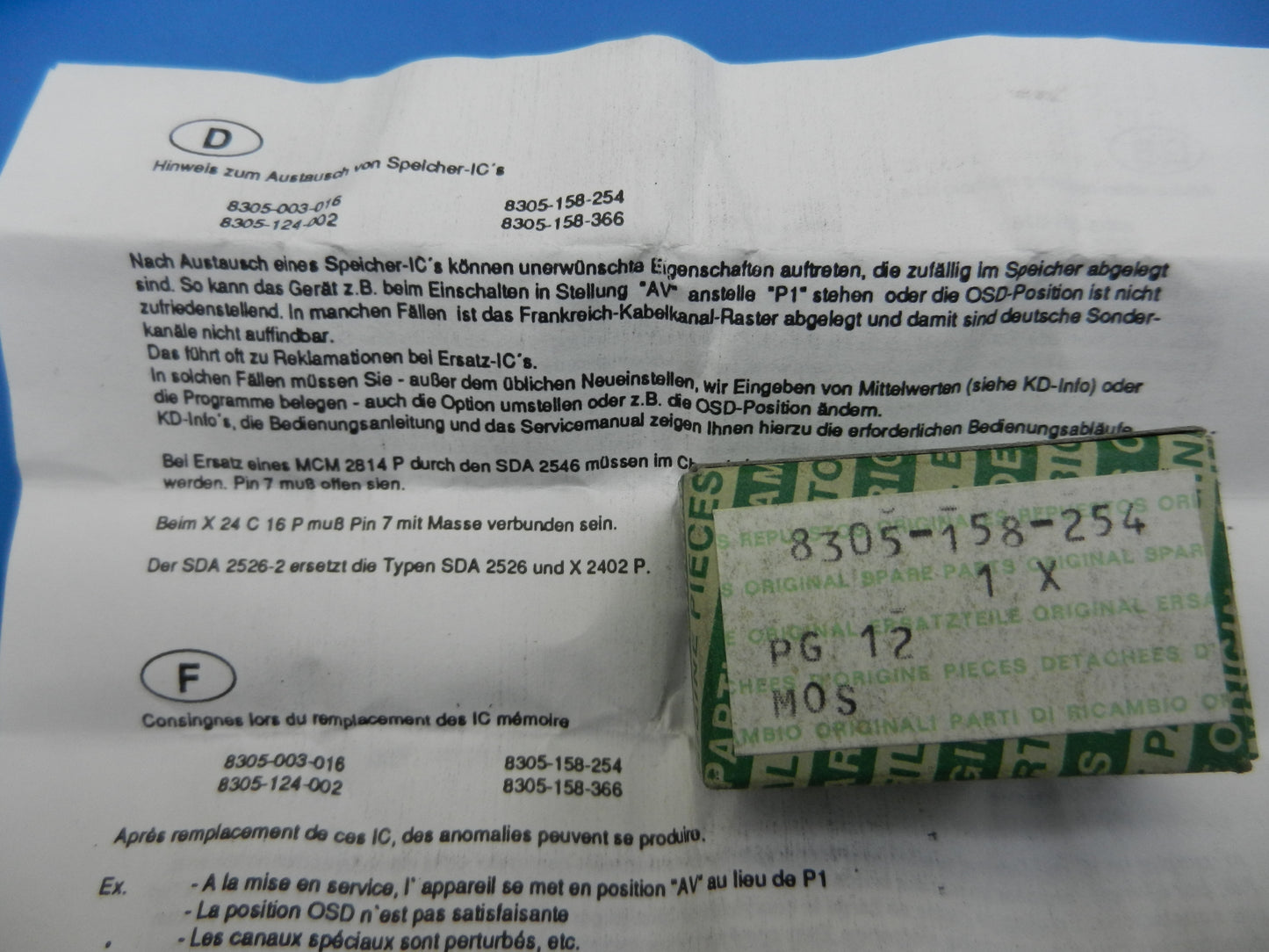 SDA2546 EProm IC für GRUNDIG TV / Video Geräte