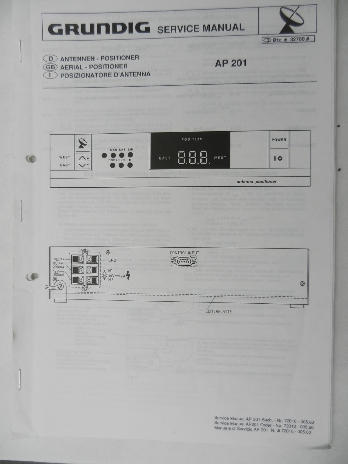 AP201 Service Manual für Antennen Positioner GRUNDIG SAT mit Motorsteuerung