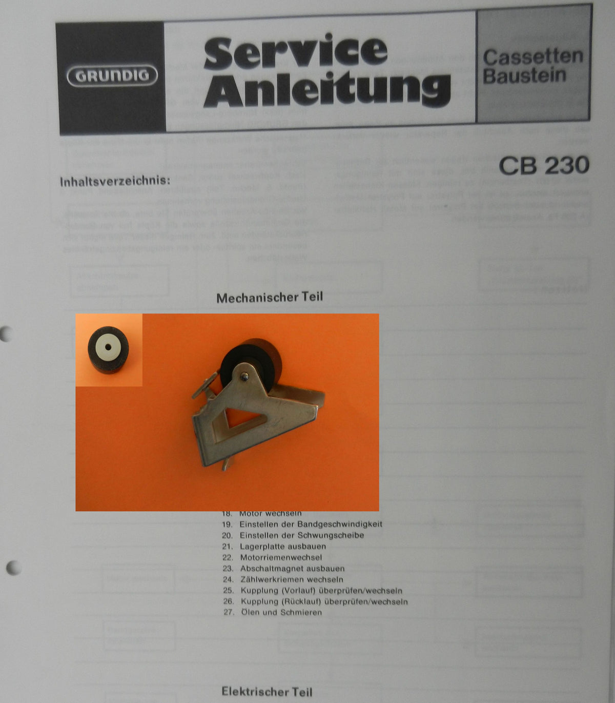 Tonrolle für CB230 CB230a TP Cassettendeck für Studio, RPC von GRUNDIG