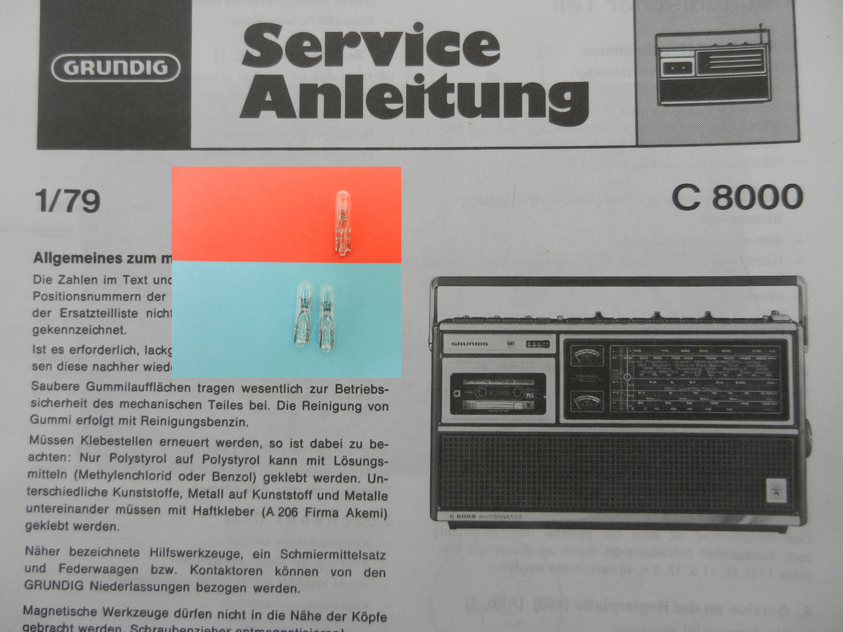 C 8800 Lämpchen SET für Radiorecorder GRUNDIG
