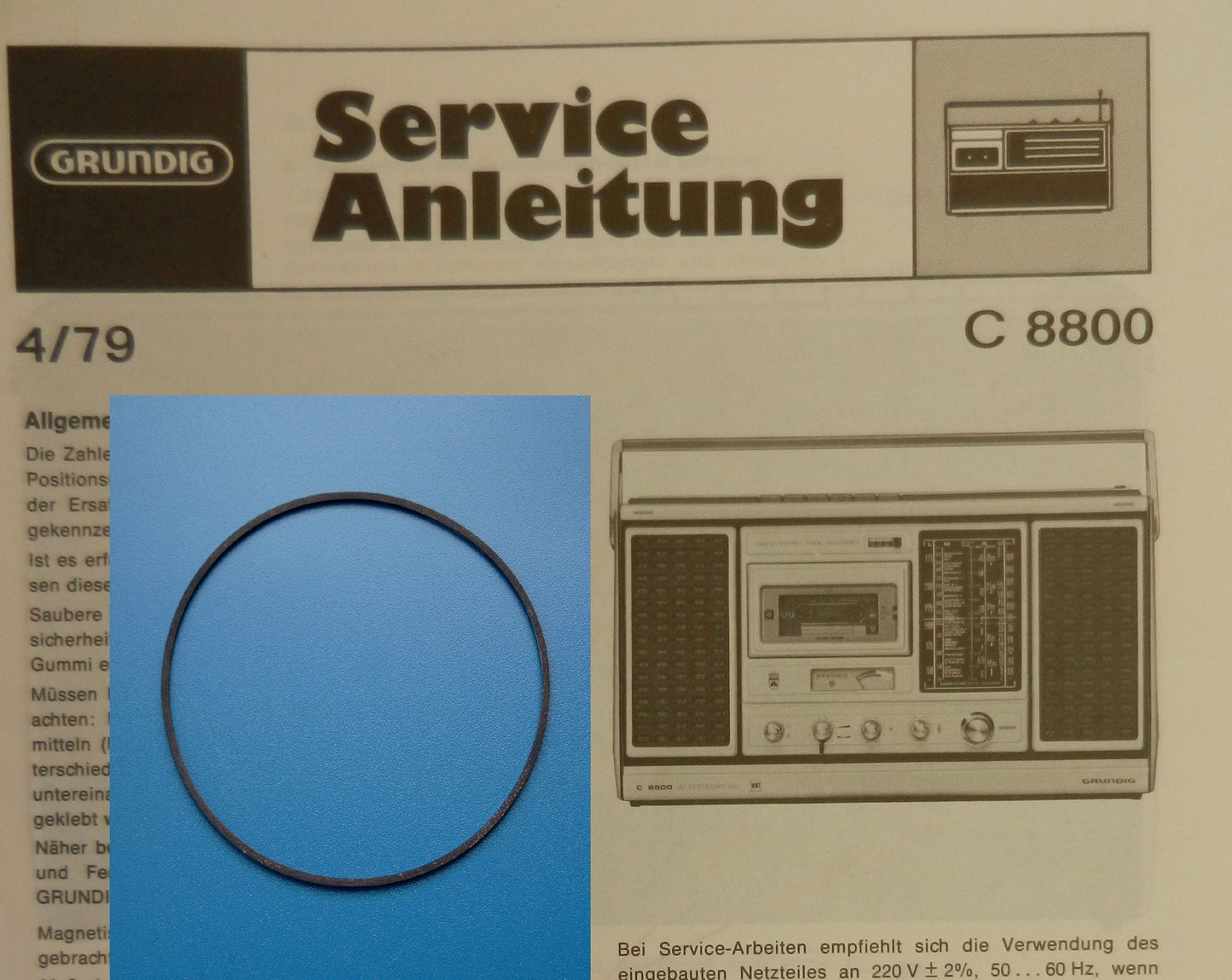 C9000 C8800 Automatic Antriebsriemen für Radioecorder von GRUNDIG