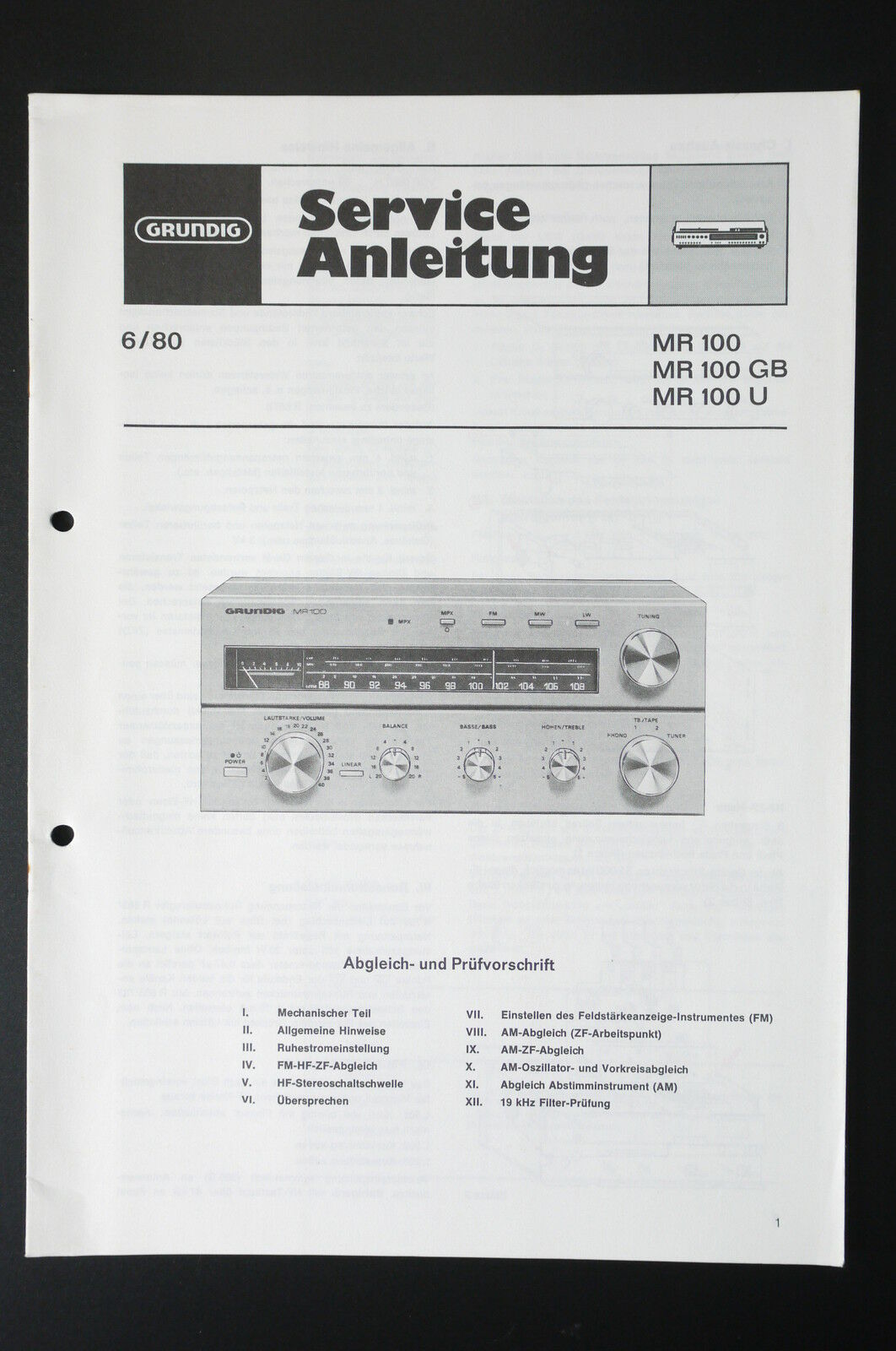 MR100 Service Manual - Hifi Receiver