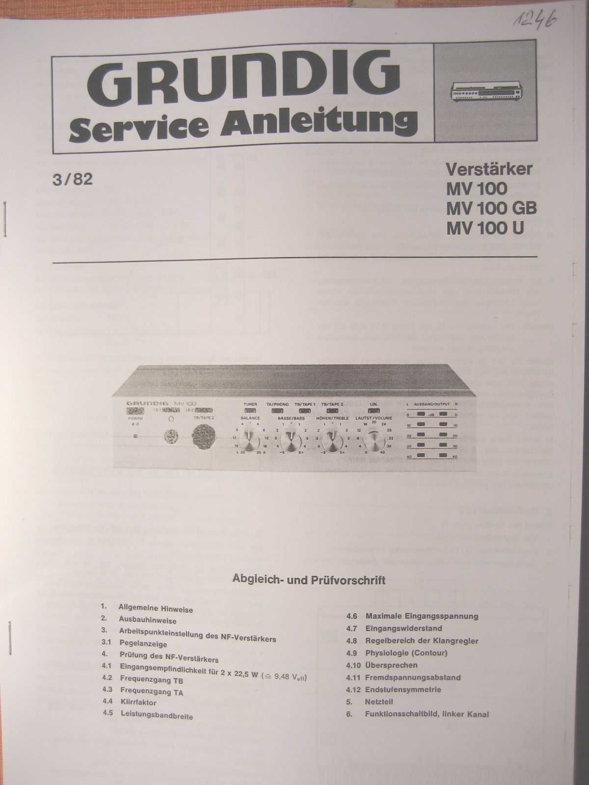 MV100 Service Manual - für GRUNDIG Mini Verstärker