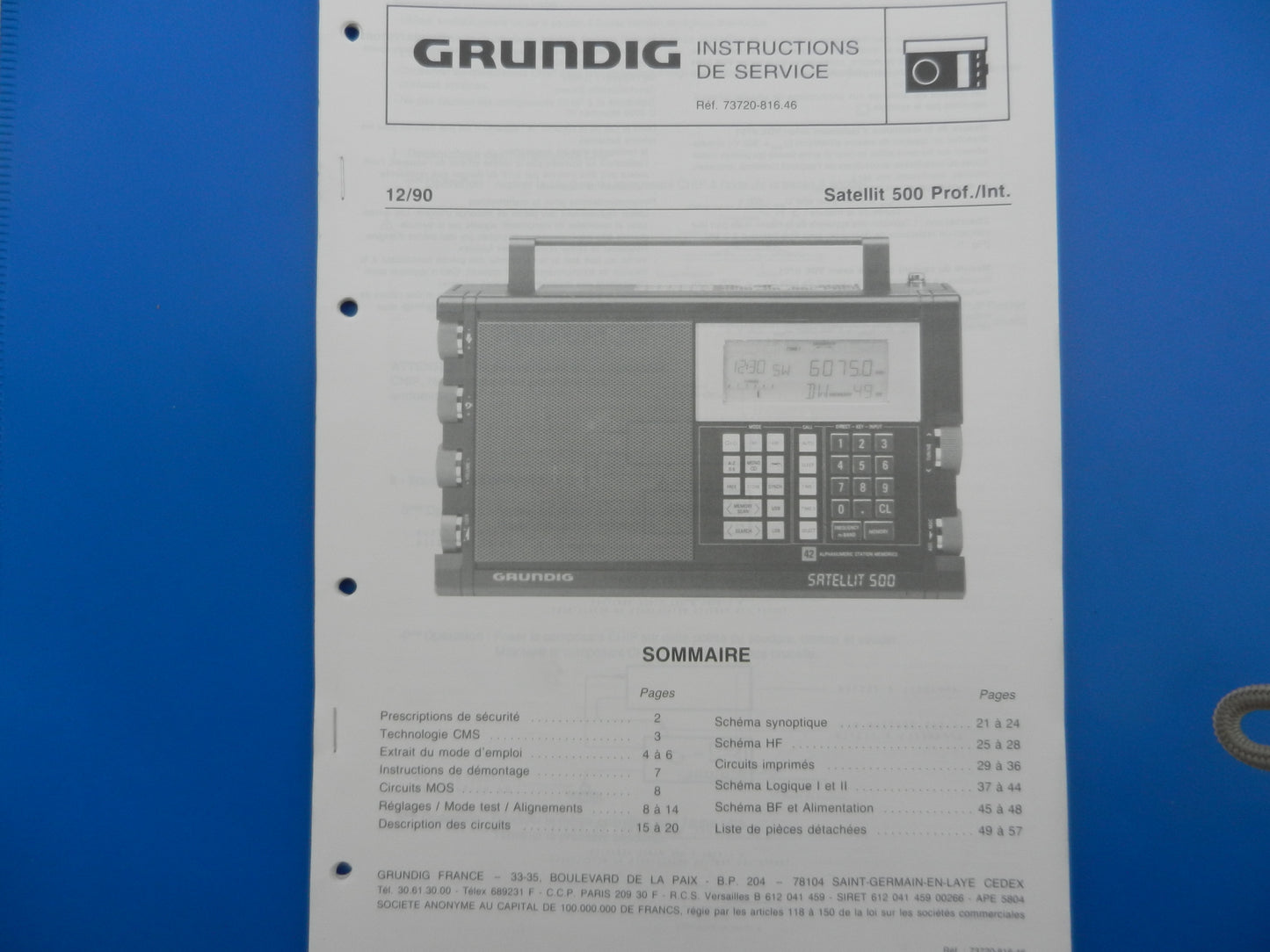 Satellit500 Service Manual - französisch für GRUNDIG Weltempfänger
