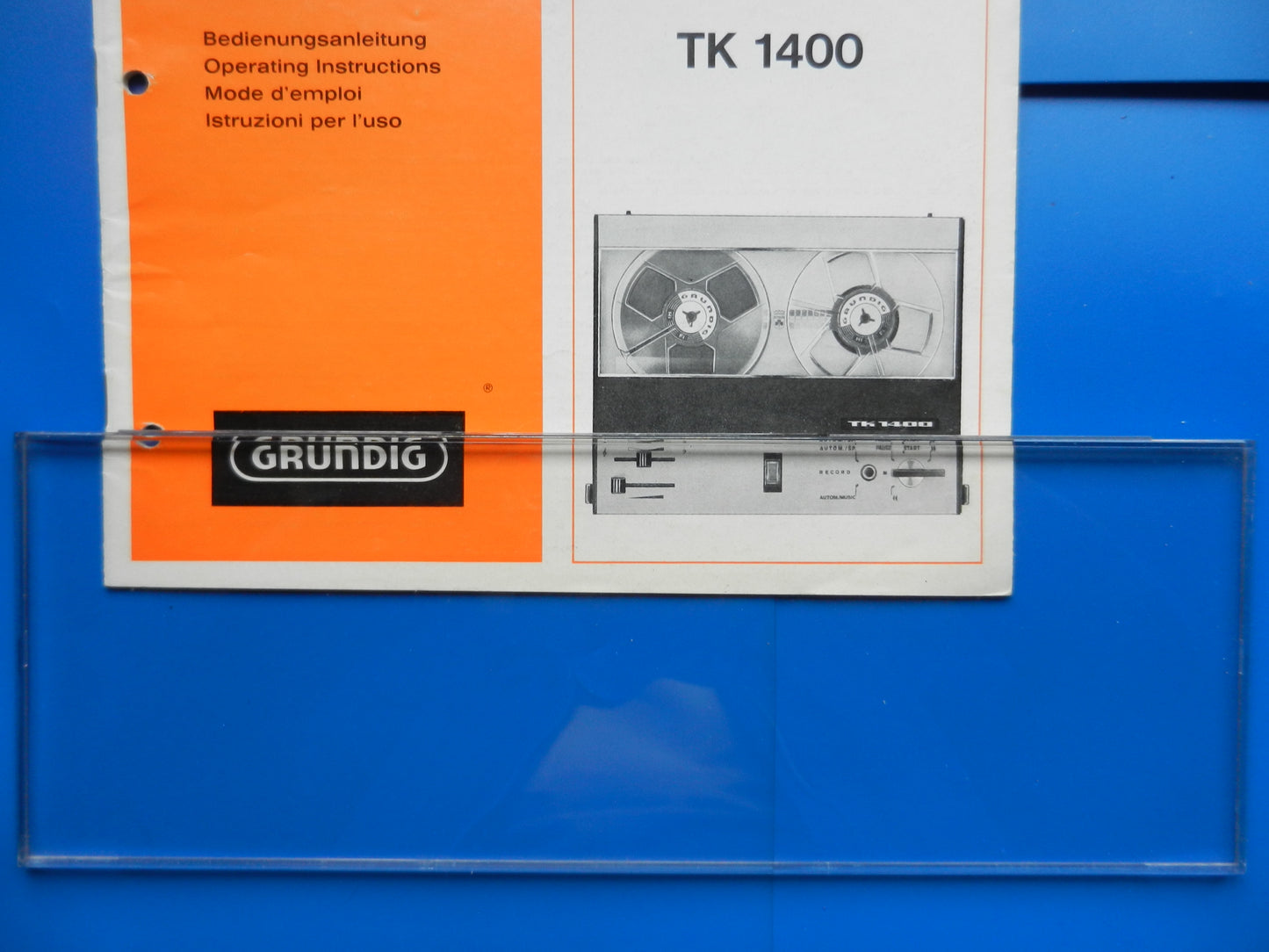 TK1400 Plexiglasdeckel für Tonband von GRUNDIG Retro, sehr selten