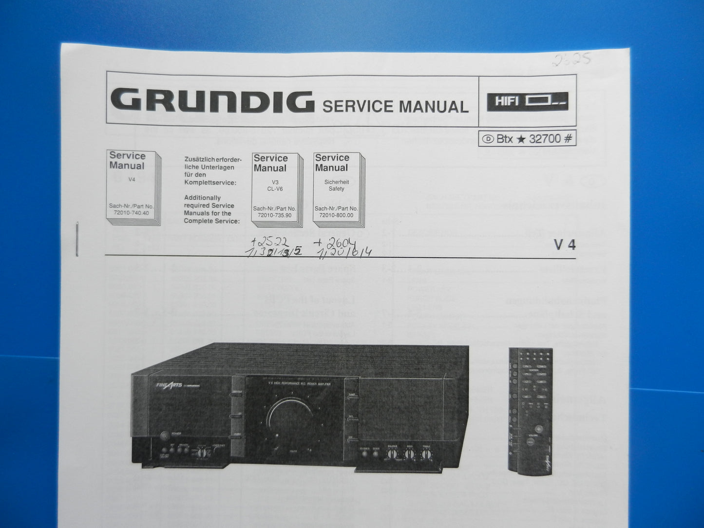 V4 Service Manual für GRUNDIG Hifi Verstärker