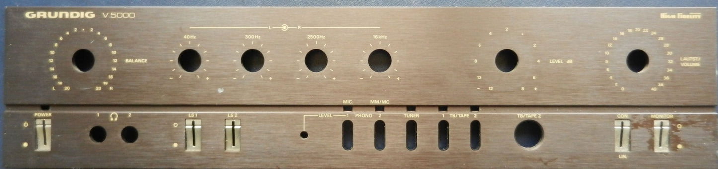 V5000 Frontplatte Alu gebraucht für Hifi Verstärker von GRUNDIG