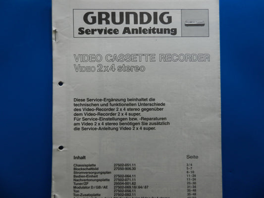 2x4 super Stereo Video Ergänzung vom Mechanischen Service Manual für Videorecorder von GRUNDIG