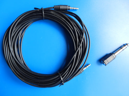 3,5mm Kabel Klinkenstecker / Klinkenstecker 10m Stereo + 6,3mm Sennheiser Adapter für Kopfhörer