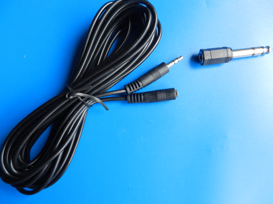 3,5mm Kabel Klinkenstecker / Klinkenkupplung 5m Stereo mit 6,3mm Sennheiser Adapter für Kopfhörer