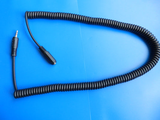 3,5mm Spiralkabel Klinkenstecker / Klinkenkupplung 3m Stereo für Kopfhörer