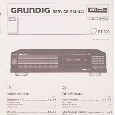 ST303 Hifi Tuner Fine Arts Service Manual - GRUNDIG