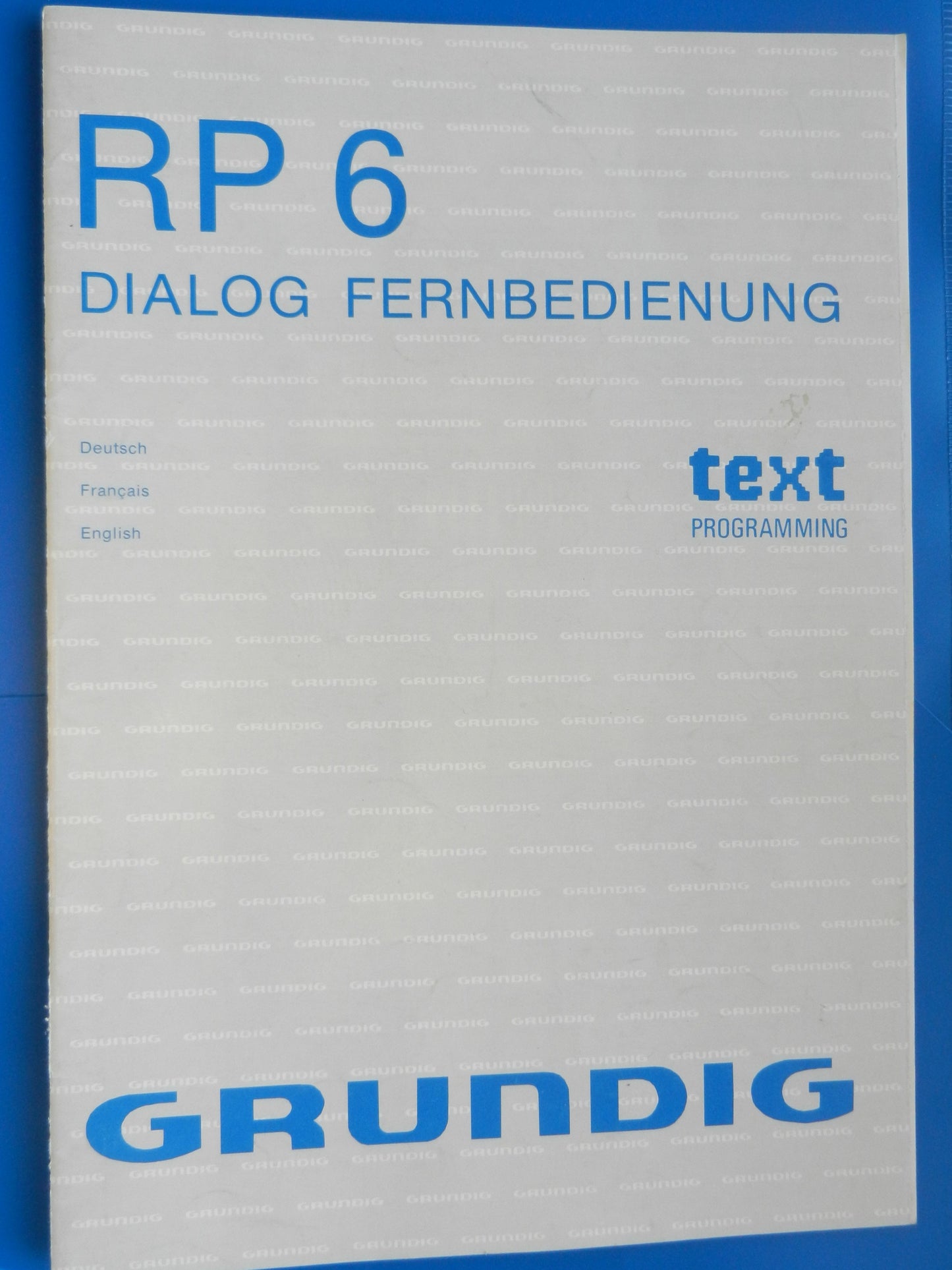 RP6 Bedienungsanleitung für VHS Videorekorder Fernbedienung von GRUNDIG