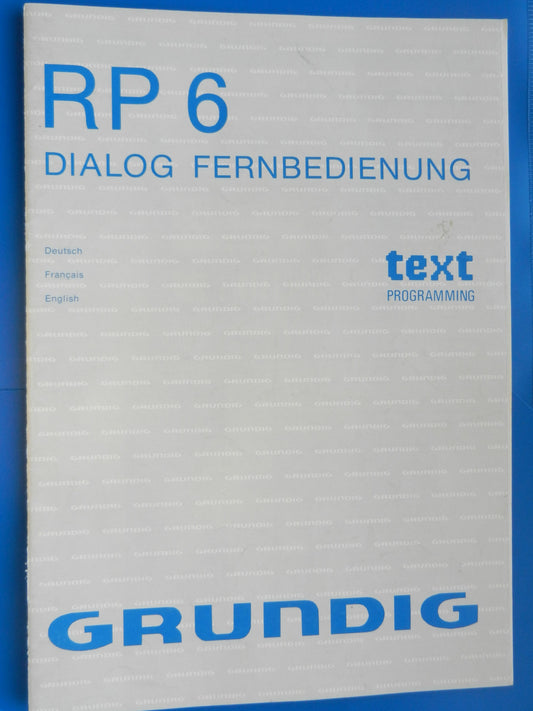 RP6 Bedienungsanleitung für VHS Videorekorder Fernbedienung von GRUNDIG