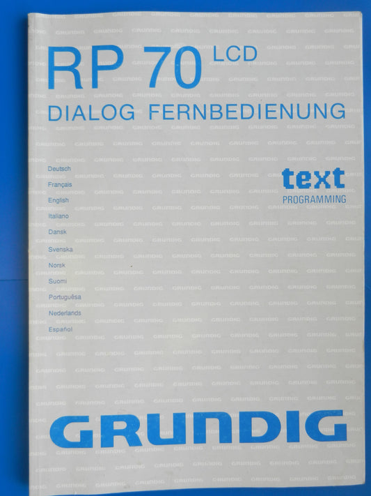 RP70 LCD Bedienungsanleitung für VHS Videorekorder Fernbedienung von GRUNDIG