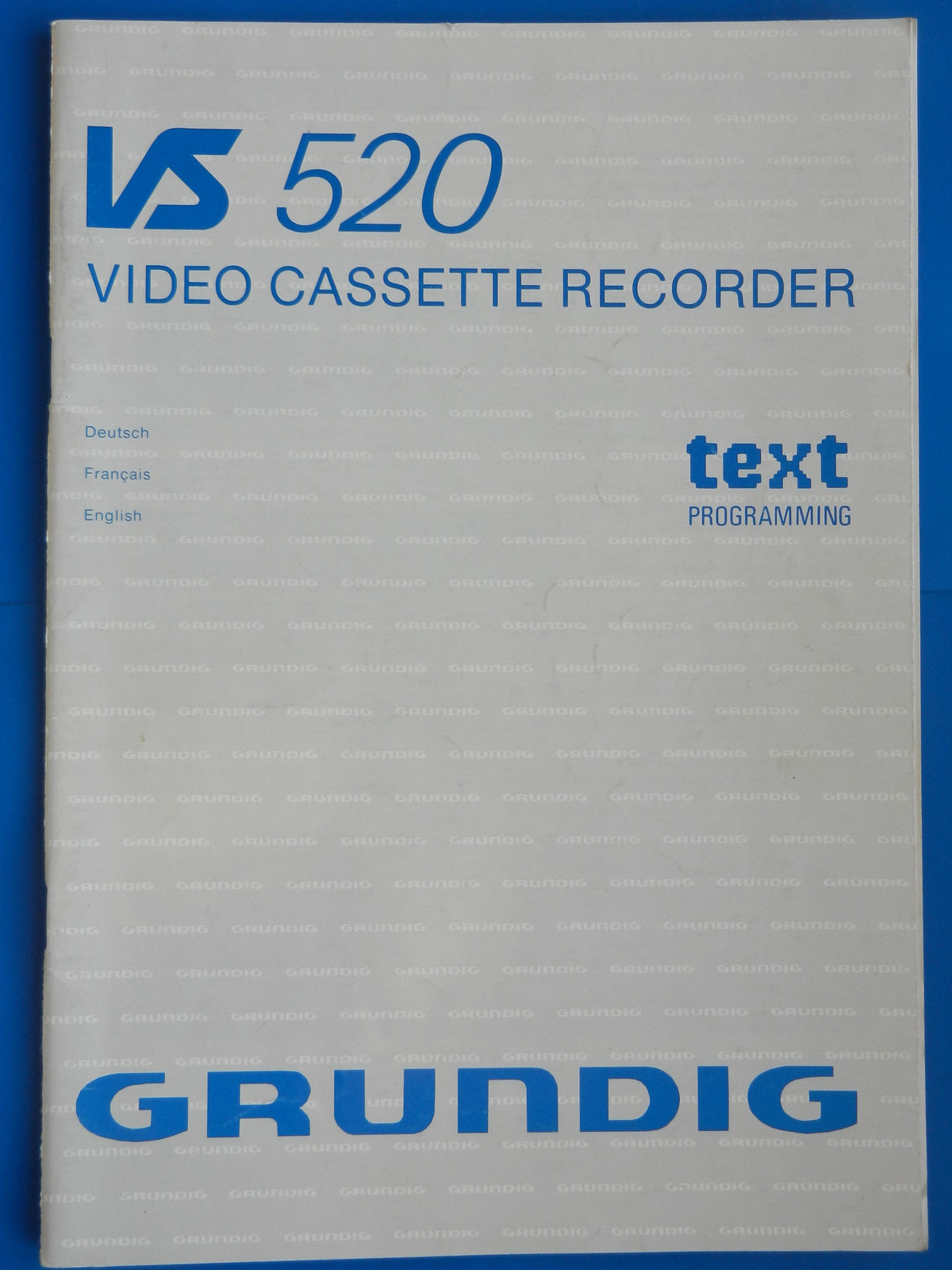VS520 Text Bedienungsanleitung für VHS Videorecorder von GRUNDIG