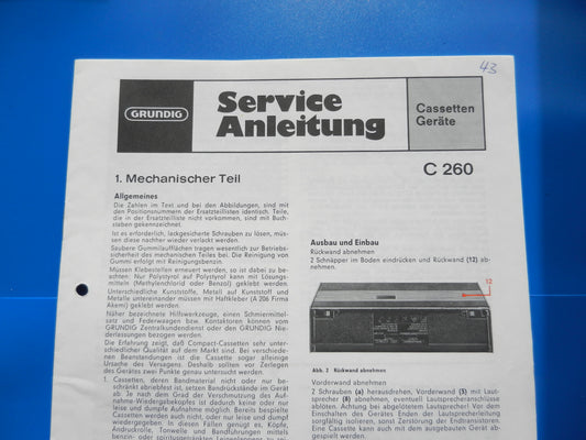 C260 Service Manual für Cassettenrekorder GRUNDIG