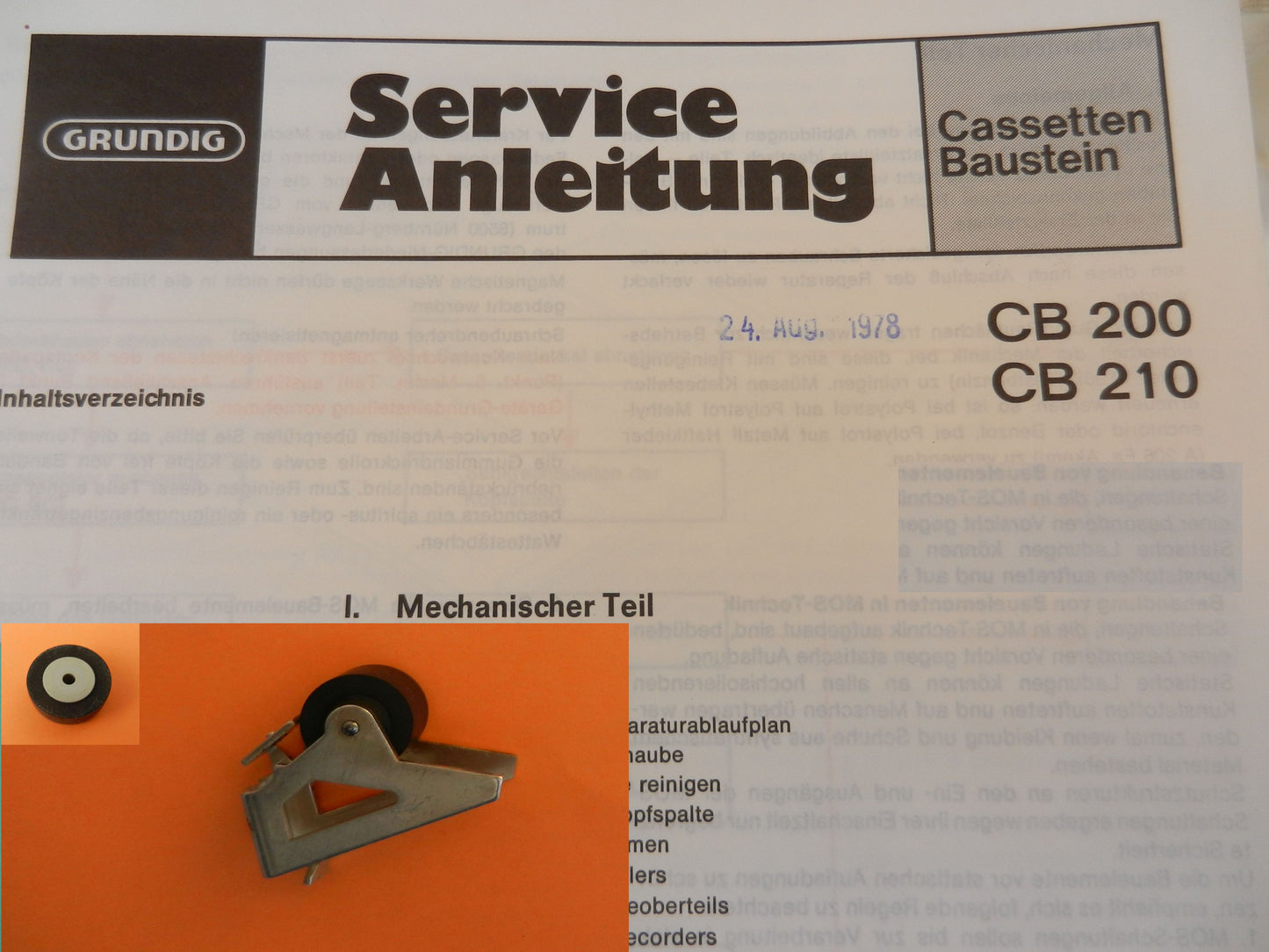 CB200 CB210 Tonrolle für Cassettendeck für Studio, RPC von GRUNDIG