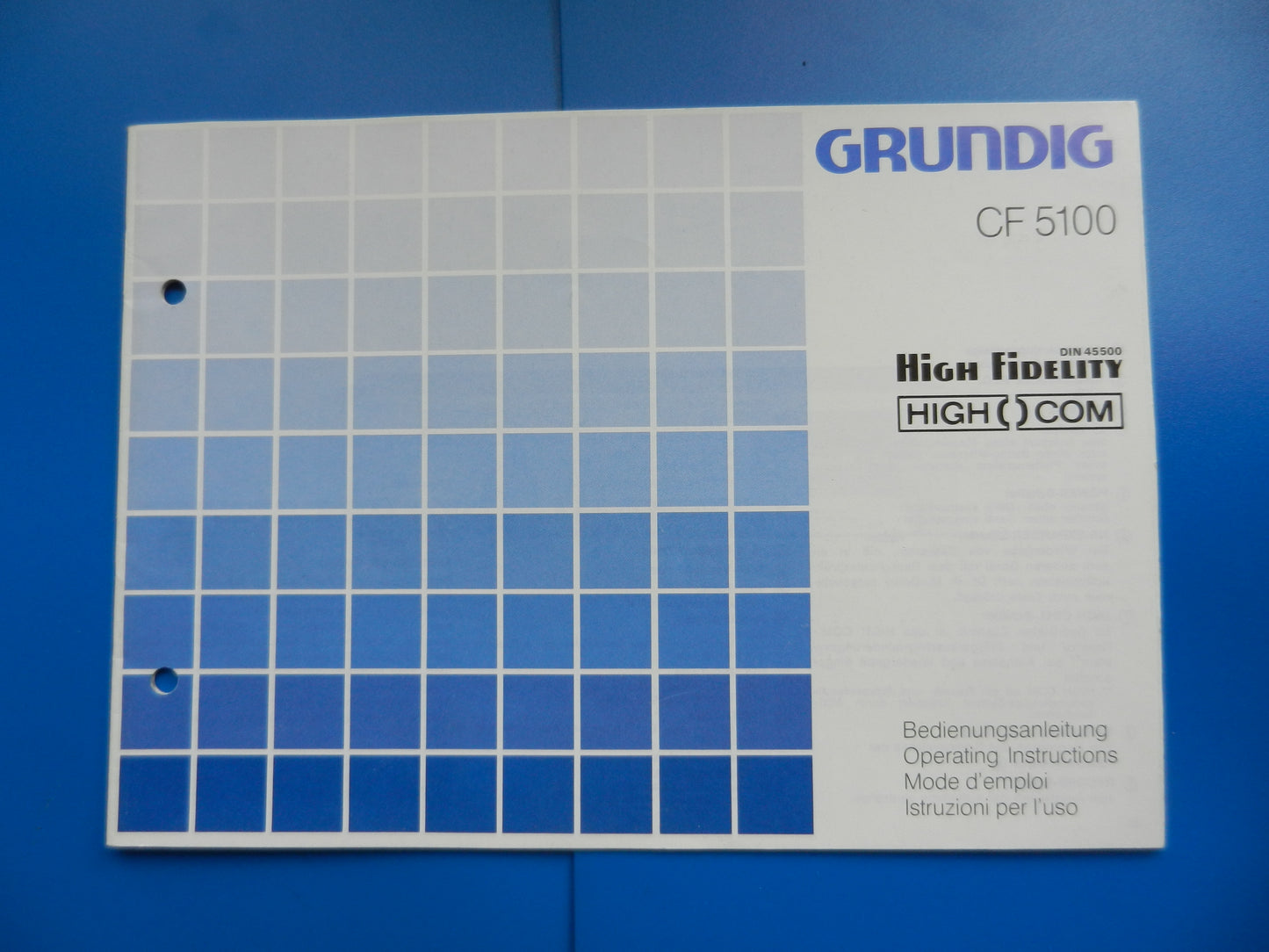 CF5100 Hifi Bedienungsanleitung für Cassetten Frontlader von GRUNDIG